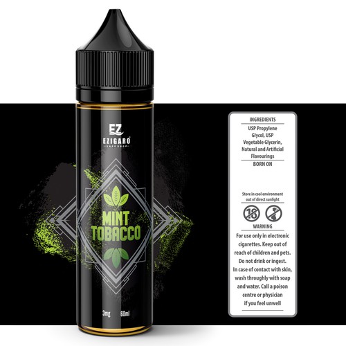 mint tobacco ejuice label design