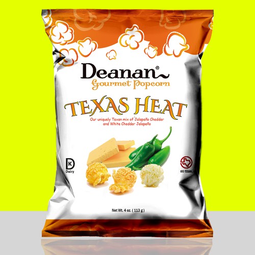 Simple design for a popcorn product