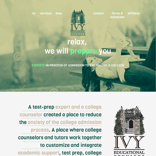 High End Website for International College Counseling & Test Prep Company