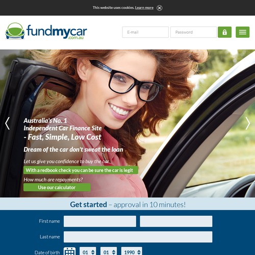 Website design for FundMyCar