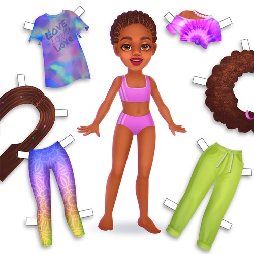 African American paper doll