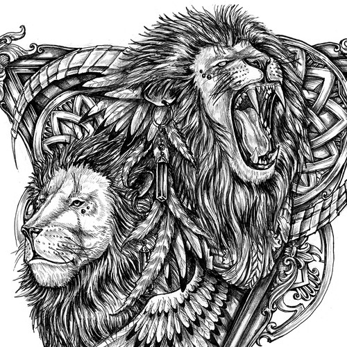 Tattoo: Two Lions one Man