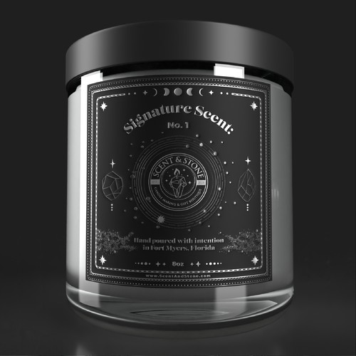 Mystical Candle Label with stars and moons