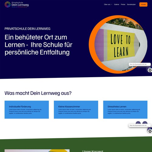 Squarespace Webseite für eine neue Privatschule