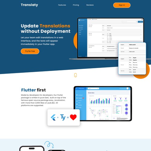 Landing Page for a Software