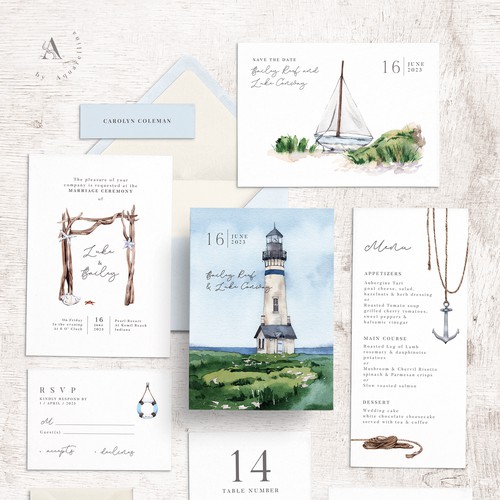 Nautical Wedding Invitation Suite