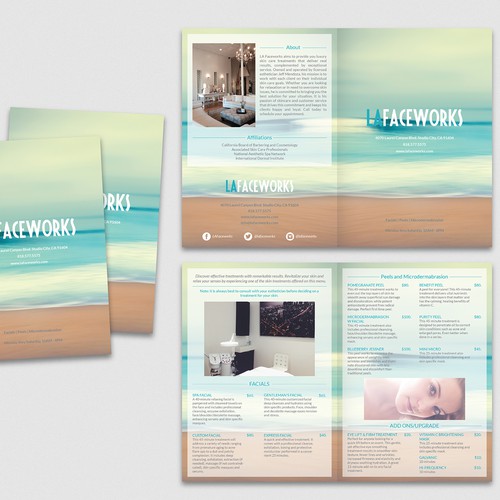 Create a fresh and capturing brochure for LA Faceworks