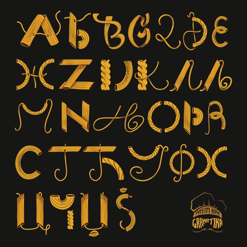 Custom font I made for pasta bar.