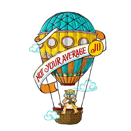 Design a hot air balloon tattoo illustration for a fun communications co.