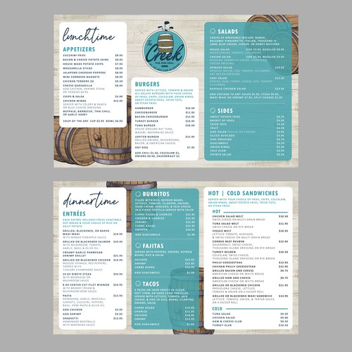 Menu Design for a Pub & Grill 