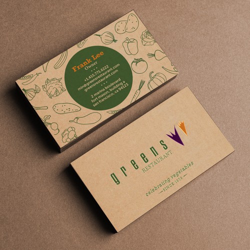 Business card design for Green Restaurant