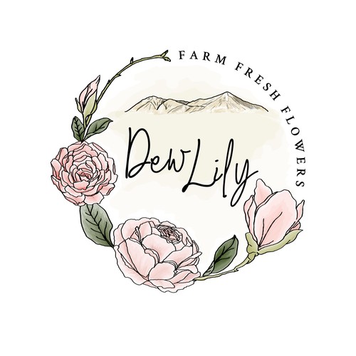 Hand drawn logo for a floral farm-to-table company in Colorado, USA