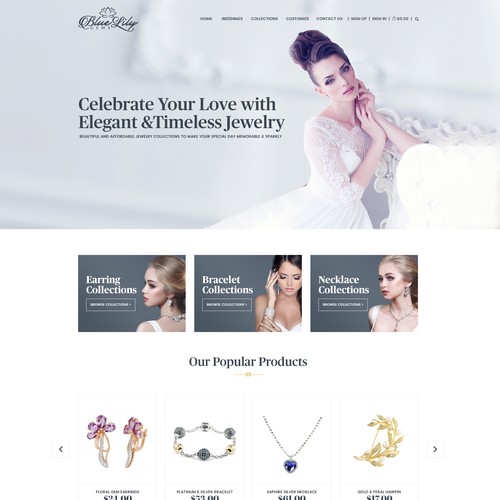 Wedding Jewelry Website Home Page