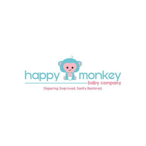 Diapers Logo for Baby Company Happy Monkey