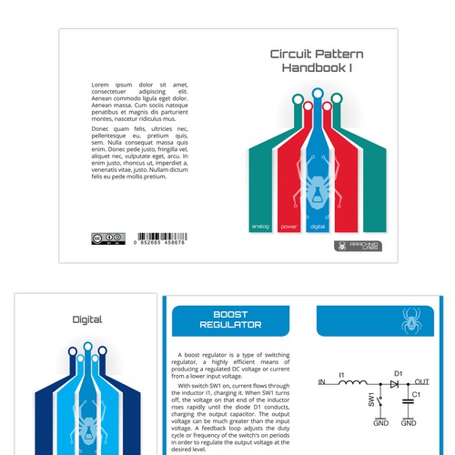 Create an electronics flashcard book layout for Arachnid Labs