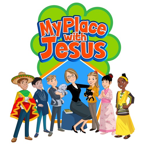 logo and several character for My Place With Jesus ministry