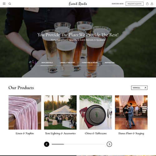 Elegant Event Rental Website – Wedding & Party Rentals