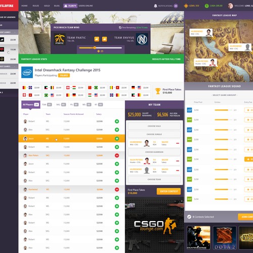 UI/UX Design for Fantasy Esport Betting Site