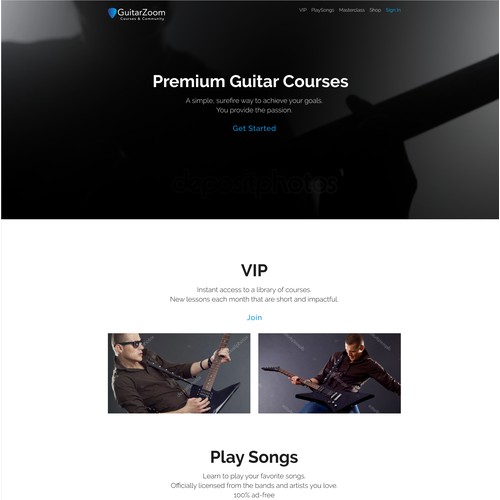 Homepage / GuitarZoom website