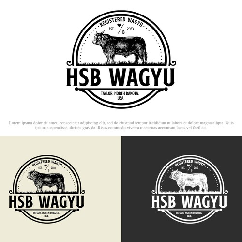 Vintage logo handrawn Wagyu