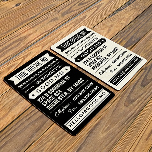 rustic vintage business card for a not so typical doctor's office