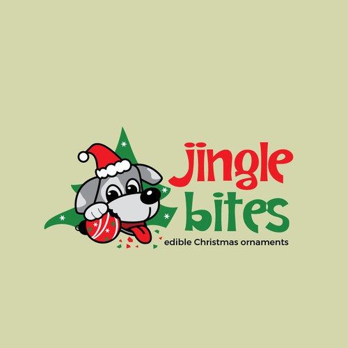 cute dog christmas theme logo