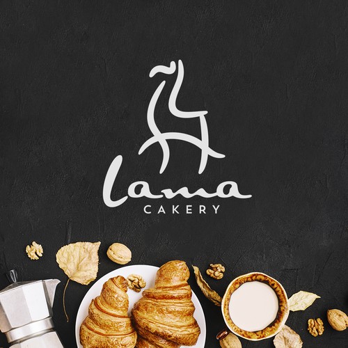 Artistic line art logo for handicraft bakery shop.