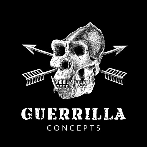 Etching style logo for Guerrilla Concepts