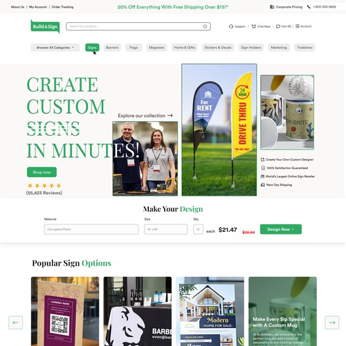 Custom sign web page design