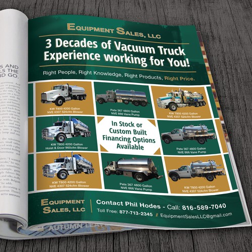 Magazine page ad for Equipment Sales LLC