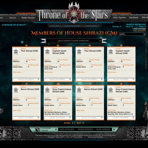 Throne of the Stars web game