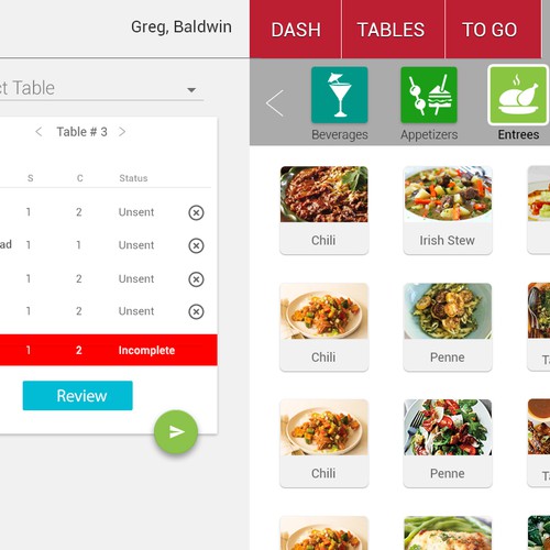 App Design for restaurant POS