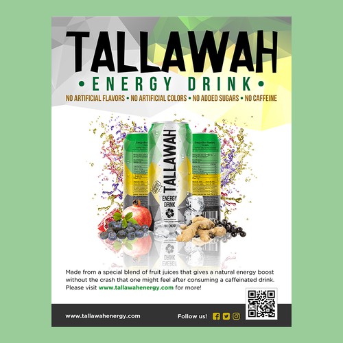 Design a modern flyer and banner for Tallawah Energy Drink