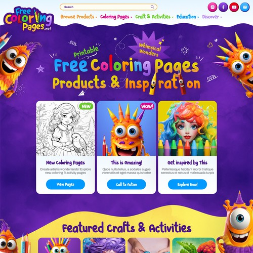 Bold, creative web design for Kids entertainment