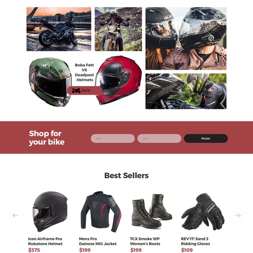 eCommerce Page for Motorcycle Equipment
