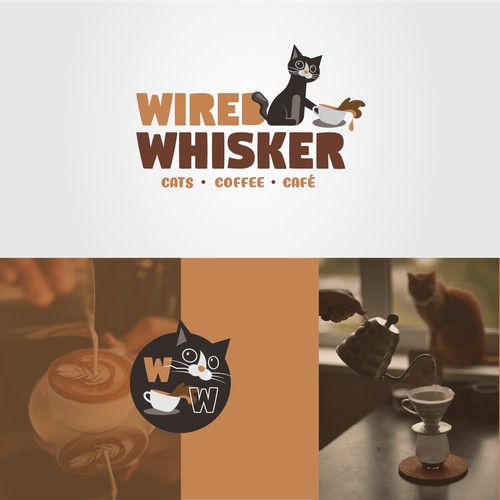 Logo design for a cafe where you can hang out with cats