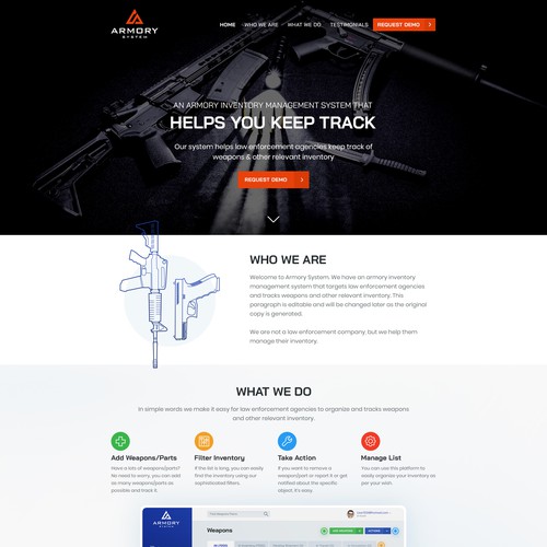 Home Page of Armory System