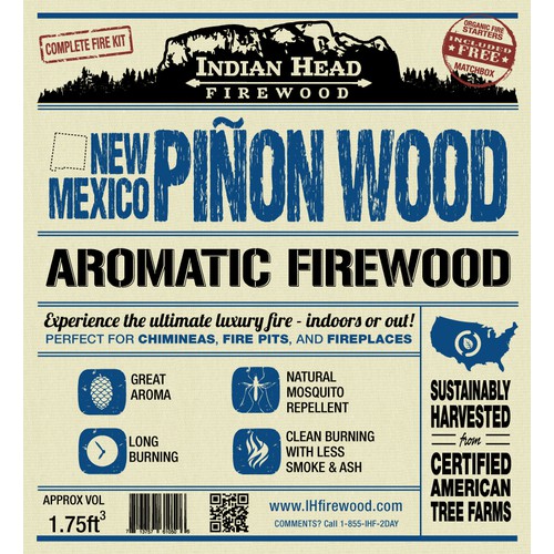 Product label for Indian Head Firewood