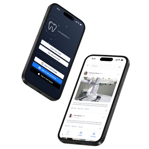 Minimalist HealthTech & Medical Social iOS App UI/UX