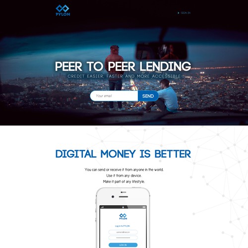 Landing page design for fast and easy peer to peer lending technology