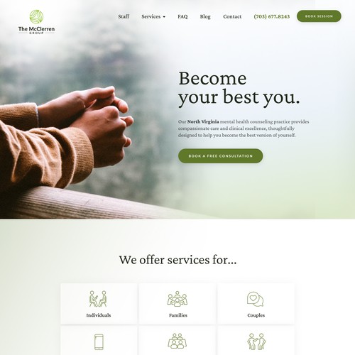 Clean Homepage Design for Counselling Practice