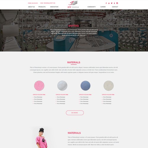 Website design for a textile company