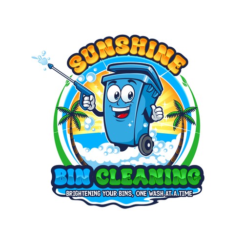 Logo for trash bin cleaning company specializing in eco-friendly services