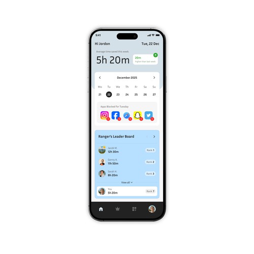 A clean and minimal daily screen activity tracker
