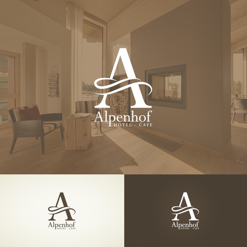 A logo and business card concept for Alpenhof Hotel & Cafe