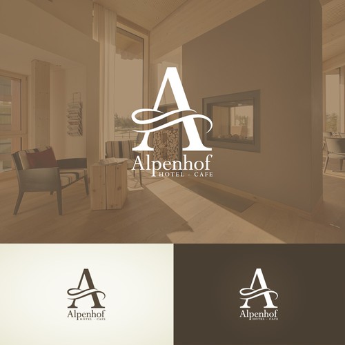 A logo and business card concept for Alpenhof Hotel & Cafe