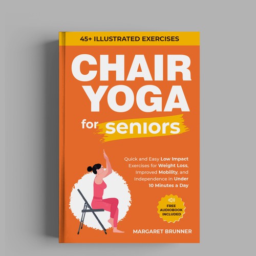 Chair yoga book cover graphic design for  Amazon