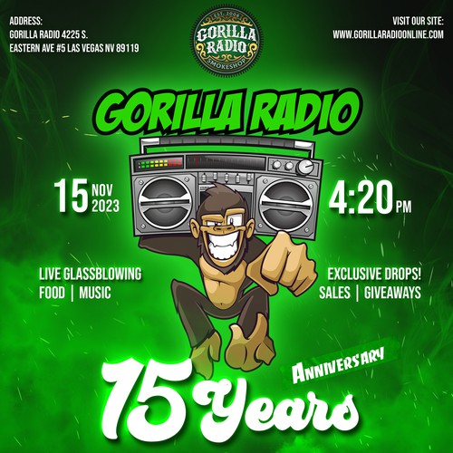 Gorilla Radio 15 years Anniversary Flyer