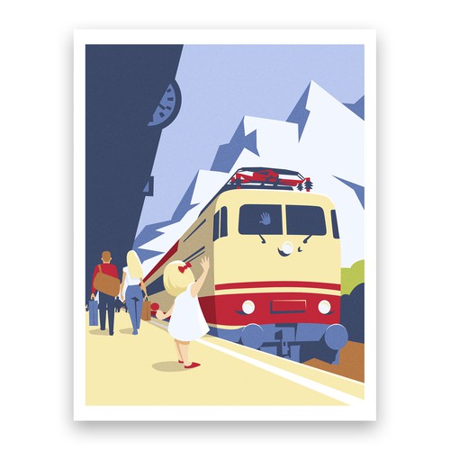 Illustration for railway themed magazine