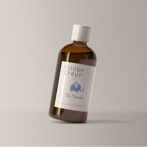 Soft minimalistic label design for cough syrup